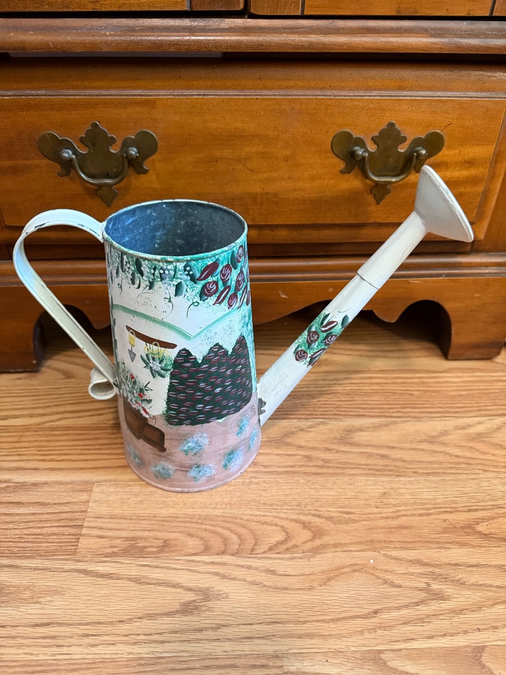 Vintage Hand Painted Garden Watering Can/Vase Signed by Kathy Hatch 1990’s